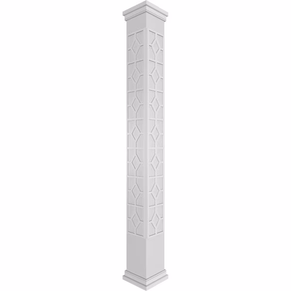 Craftsman Classic Square Non-Tapered Kinsman Fretwork Column w/ Prairie Capital & Prairie Base